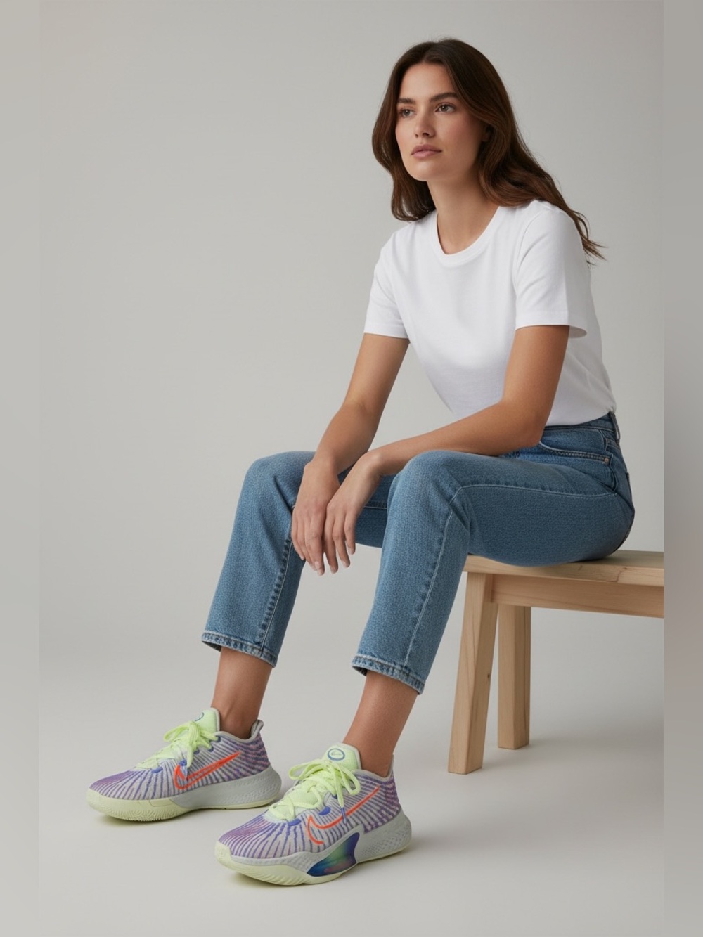 Nike React Women Multicolor Basketball Sneakers with Neon Lime Size 7.5 New